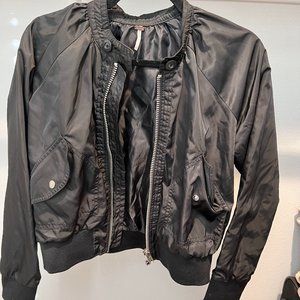 Free People Black Bomber Jacket